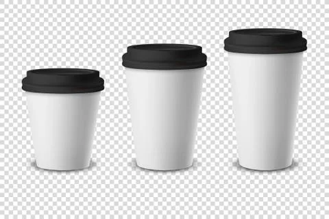 Vector 3d White Realistic Disposable Closed Paper, Plastic Coffee Cup for Drinks Stock-Illustration