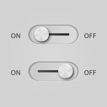 Vector 3d White Realistic On Off Switch Buttons Closeup. Player Buttons Choice Ilustración de archivo