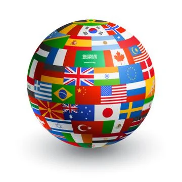 Vector 3D World Flag Globe Stock Illustration