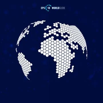 Vector 3D world globe with hexagon texture Stock Illustration