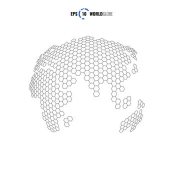 Vector 3D world globe with hexagon texture Stock Illustration