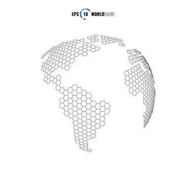 Vector 3D world globe with hexagon texture Stock Illustration