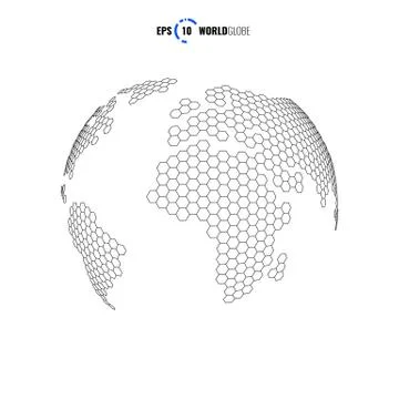 Vector 3D world globe with hexagon texture Stock Illustration