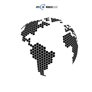 Vector 3D world globe with hexagon texture Stock Illustration