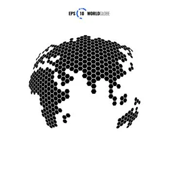 Vector 3D world globe with hexagon texture Stock Illustration