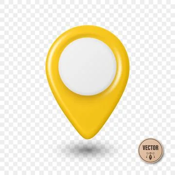 Vector 3d Yellow Map Pin Icon. Location Marker. Map Pin Symbol, Map Pin Badge 스톡 일러스트
