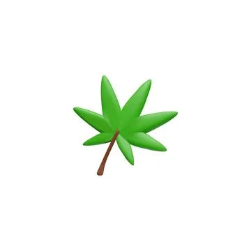 Vector 3Dicon of a fallen green leaf of a Japanese maple on a white background Stock Illustration