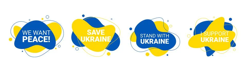 Vector 4 liquid and fluid illustration of We Want Peace, Save Ukraine Stock Illustration
