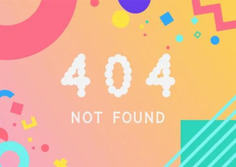 Vector 404 error page not found phrase font Stock Illustration