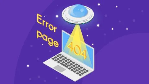 Vector 404 error page template for website. Stock Illustration