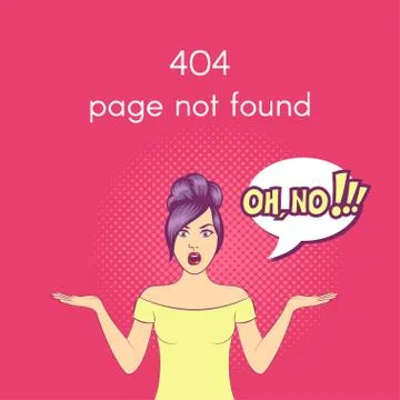 Vector 404 Page not found illustration. Web internet problem, surprised pop a Stock Illustration