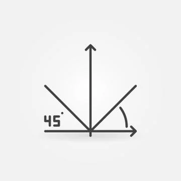 Vector 45 degree concept minimal icon in outline style Stock Illustration