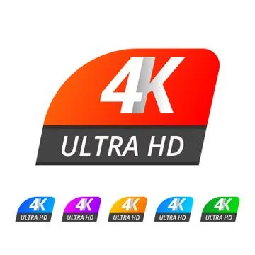Vector 4K Ultra HD sign label. UHD TV set of emblem isolated on white background Stock Illustration