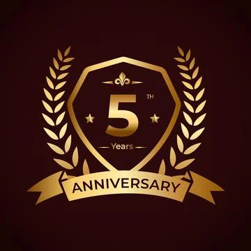 Vector 5th anniversary golden gradient design Stock Illustration