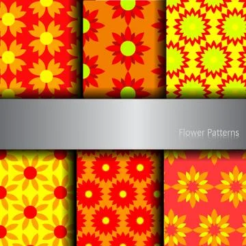 Vector : 6 Sets of flower pattern Stock Illustration