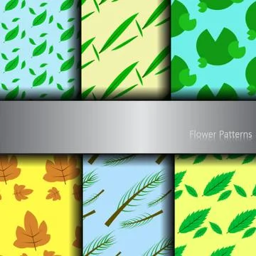 Vector : 6 Sets of leaves pattern Stock Illustration
