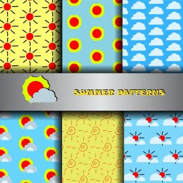 Vector : 6 Sets of sun and cloud Stock Illustration