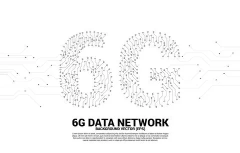 Vector 6G dot connect line circuit board style mobile phone icon. Concept for Stock Illustration