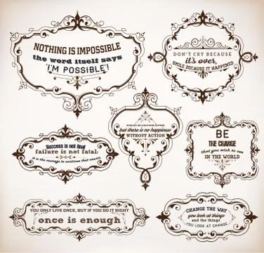 Vector. 7 Quotes and frames. Stock Illustration