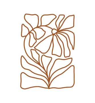 Vector 70s monoline naive art flower groovy hippie funny boho palette in Stock Illustration