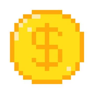 Vector 8 bit pixel art dollar icon. Color concept of dollar currency. Stock Illustration