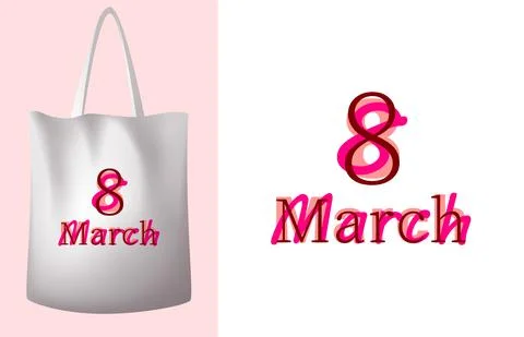 Vector 8 March in mass fonts style . Editable illustration Illustrazione stock