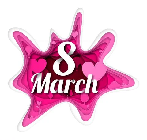 Vector 8 March in paper art style Stock Illustration
