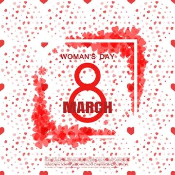 Vector 8 of March Woman's Day on the white background with heart pattern, w.. イラスト素材