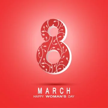 Vector 8 of March Woman's Day poster on the red gradient background with te.. Stock Illustration