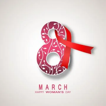 Vector 8 of March Woman's Day on the light background with text, stripe and.. Stock Illustration