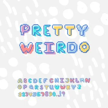 Vector 8bit pixel alphabet with offset effect Stock Illustration