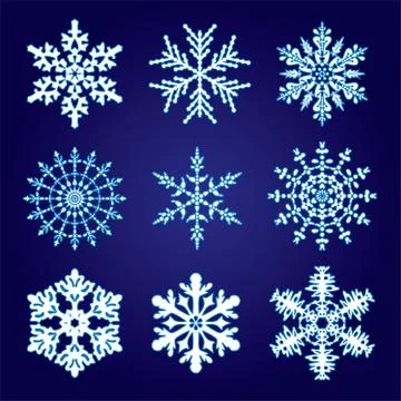 Vector 9 snowflakes Stock Illustration