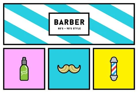 Vector 90s Style Icon Set with Retro 80s Colors 스톡 일러스트