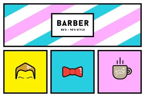 Vector 90s Style Icon Set with Retro 80s Colors Illustrazione stock