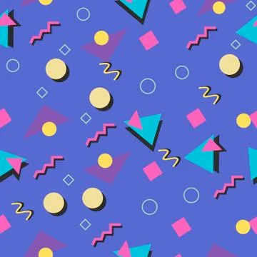 Vector 90s Style Seamless Pattern Stock Illustration