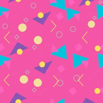 Vector 90s Style Seamless Pattern Stock Illustration