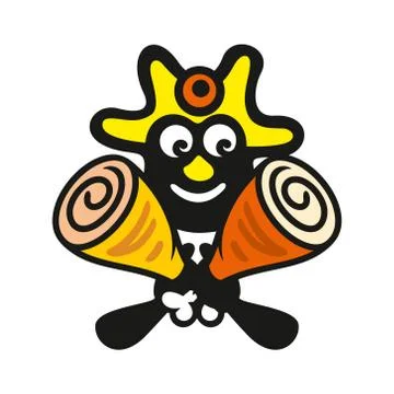 Vector aborigine with cape in hand Stock Illustration