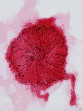 Vector absrtract flower on watercolor red background Stock Illustration