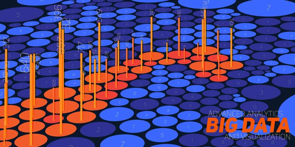 Vector abstract 3D big data visualization with nodes. Futuristic infographics Illustrazione stock