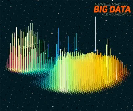Vector abstract 3D big data visualization with bars. Futuristic infographics  Stockillustratie