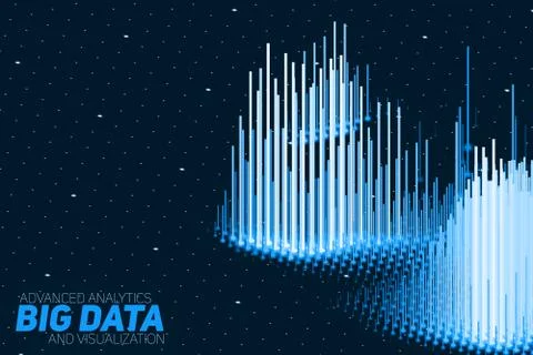 Vector abstract 3D big data visualization with bars. Futuristic infographics  Stockillustratie