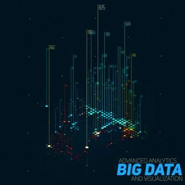 Vector abstract 3D big data visualization with bars. Futuristic infographics  库存插图