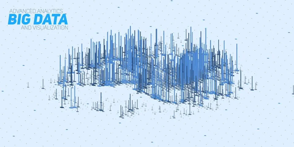Vector abstract 3D big data visualization with bars. Futuristic infographics  イラスト素材