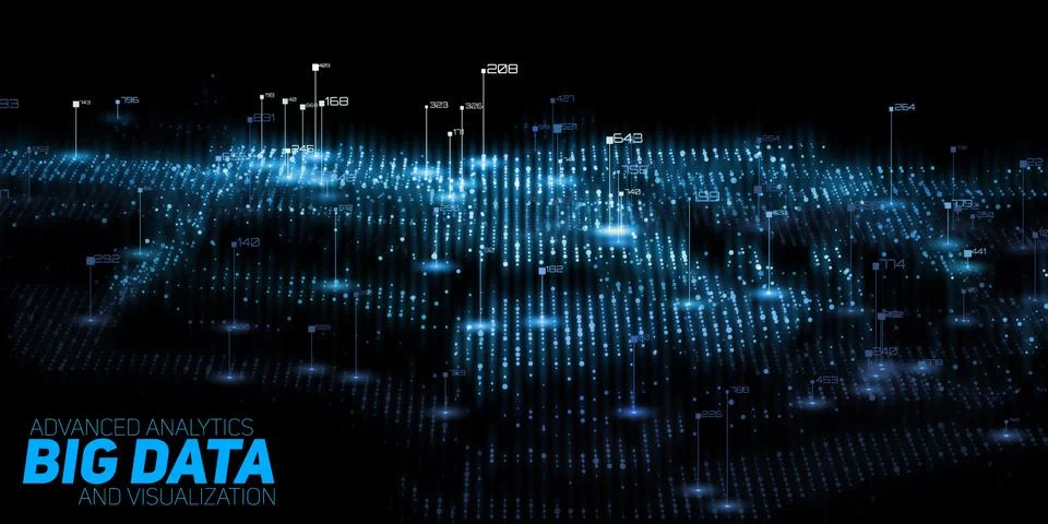 Vector abstract 3D big data visualization. Futuristic infographics aesthetic  イラスト素材