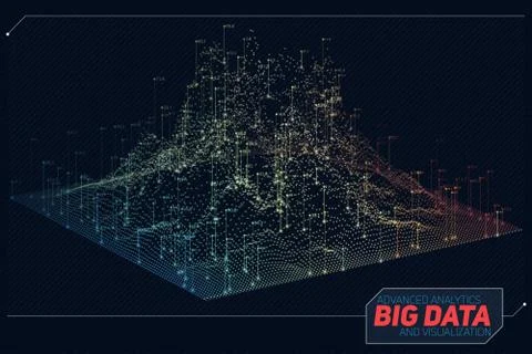 Vector abstract 3D big data visualization. Futuristic infographics aesthetic  Stock Illustration