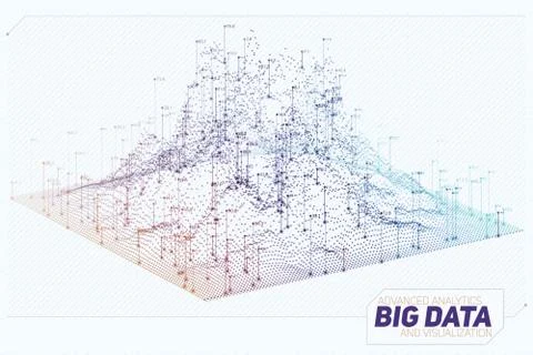 Vector abstract 3D big data visualization. Futuristic infographics aesthetic  Stockillustratie