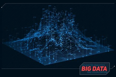 Vector abstract 3D big data visualization. Futuristic infographics aesthetic  Stockillustratie