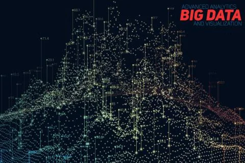 Vector abstract 3D big data visualization. Futuristic infographics aesthetic  イラスト素材
