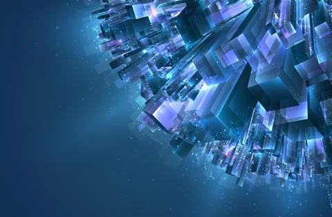 Vector abstract 3d crystal. a view of the roofs of the city, a large chaotic Stockillustratie