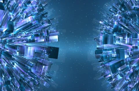 Vector abstract 3d crystal. a view of the roofs of the city, a large chaotic Stock Illustration